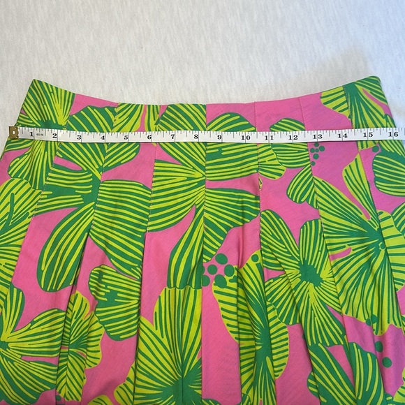 LILLY PULITZER Ingrid Vtg White Label Floral Pleated Skirt Eyelet Hem Size 8 - Picture 6 of 11